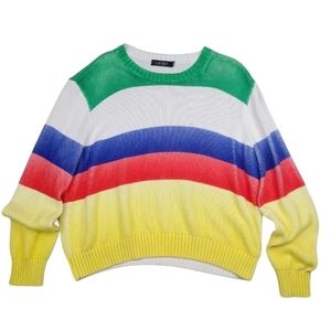 Lauren Ralph Lauren Knit Multi Color Rainbow Striped Sweater Size XXL Women's